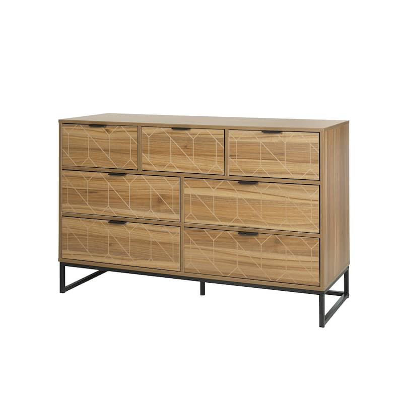 Modern 7 Drawer Dresser Wood Cabinet