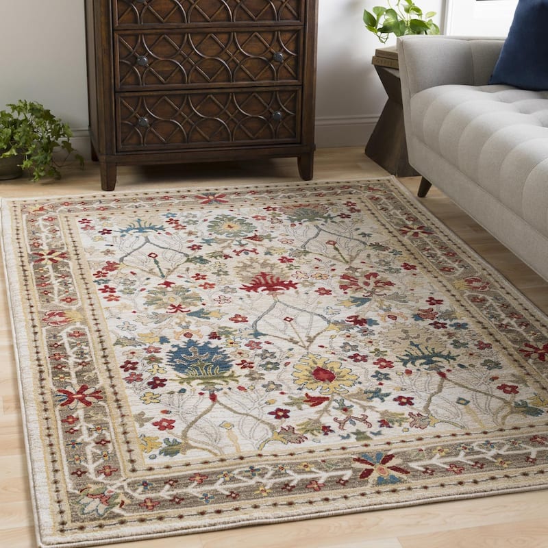 Livabliss Crafty Updated Traditional Oriental Area Rug - White/Brown - Rectangle - 2' 7" x 4' 11"