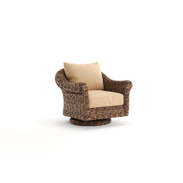 Winston Cayman Heritage Brown With Seagrass Weave Swivel Lounge Chair Overstock 32282713