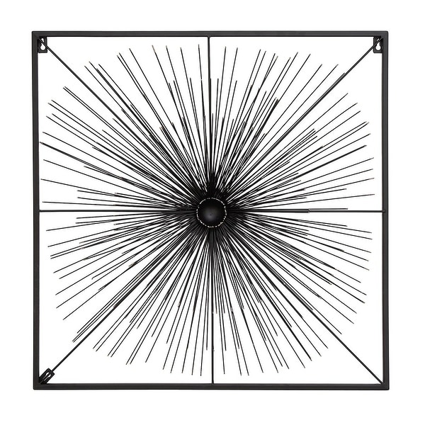 Shop Black Metal Wire Framed Radiating Flower Sculpture Wall Decor - Free Shipping On Orders ...