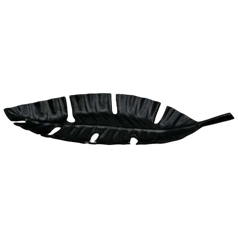 23 Inch Wide Decorative Handmade Aluminum Leaf Fruit Tray - 23 x 8 x 2.5 in