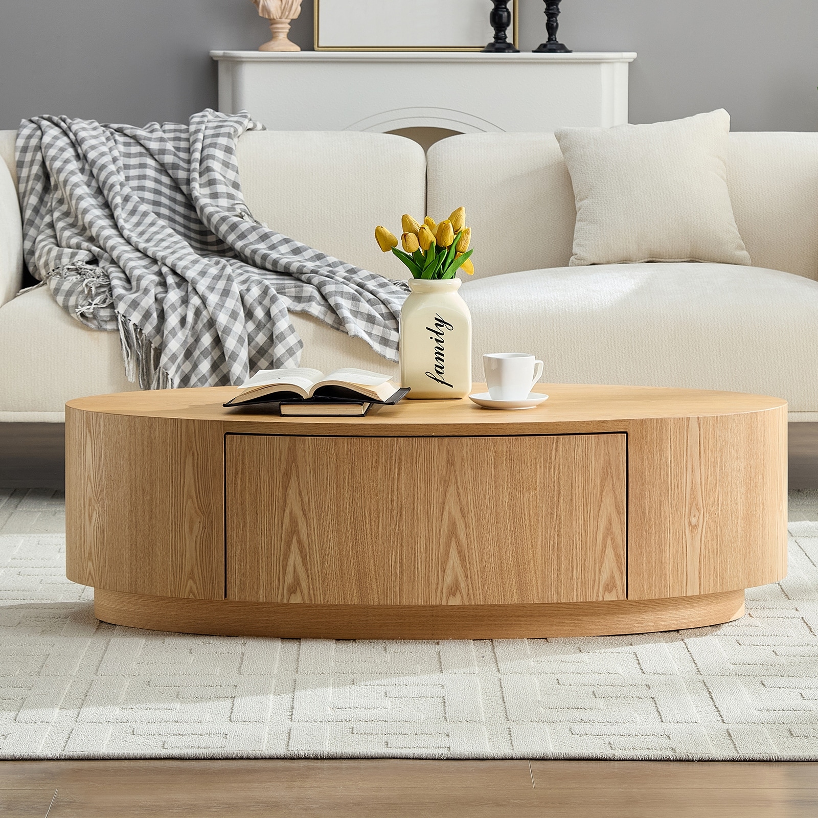 Modern Luxury Oval Coffee Table, Elegant Living Room Accent Piece