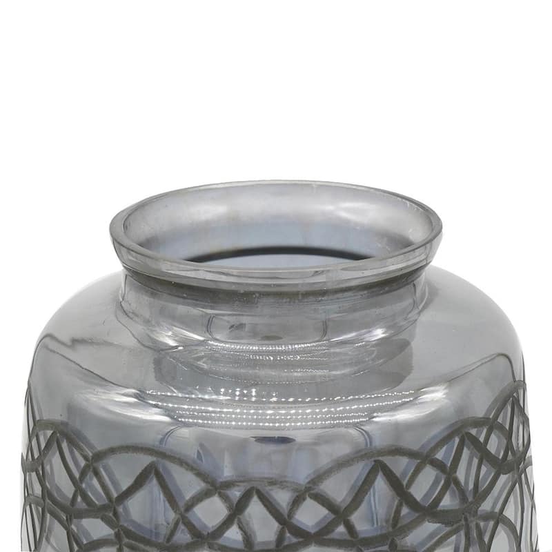 12" Dark Gray Geometric Round Glass Table Vase - 12.00