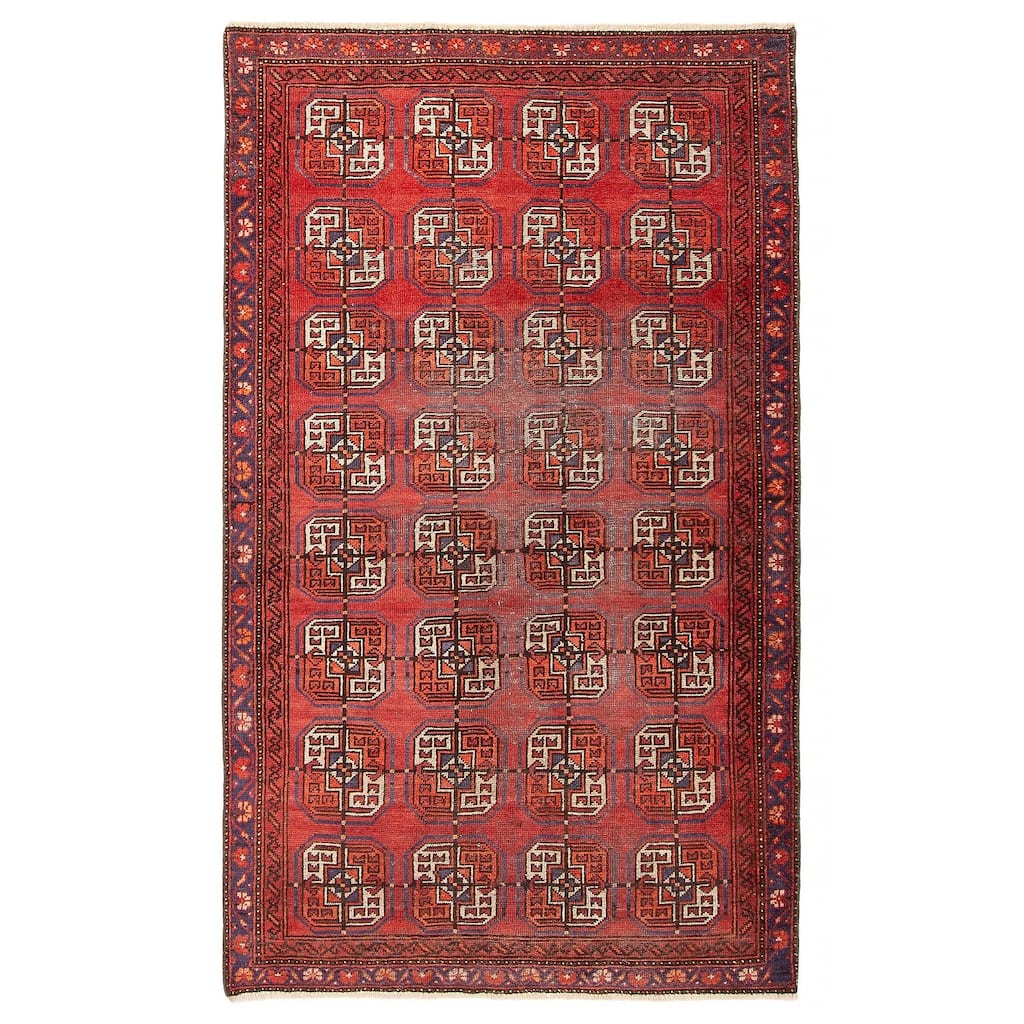 ECARPETGALLERY Hand-knotted Baluch Red Wool Rug - 3'8 x 6'2