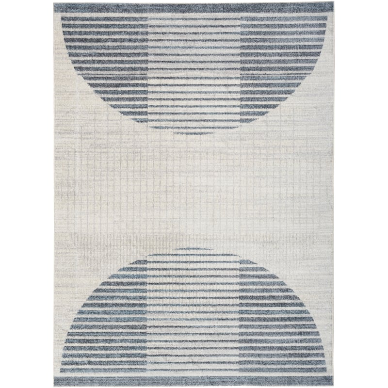 Nourison Astra Machine Washable Indoor Only Graphic Area Rug - 6' 7" x 9' - Ivory/Blue - Rectangle