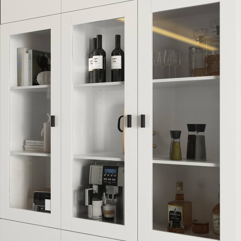Timechee Combined Bookcase Display Cabinet Pantry Kitchen Cabinet