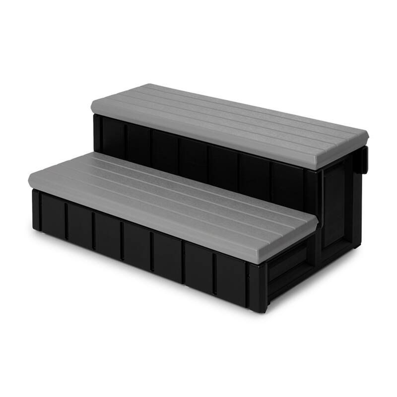 Confer Plastics Leisure Accents Deluxe Spa Steps, 36" Wide Hot Tub Stairs, Gray - 36 x 24 x 14 inches