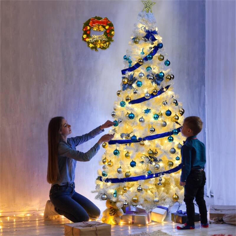 Clihome 5-8 ft White Artificial PVC Christmas Tree