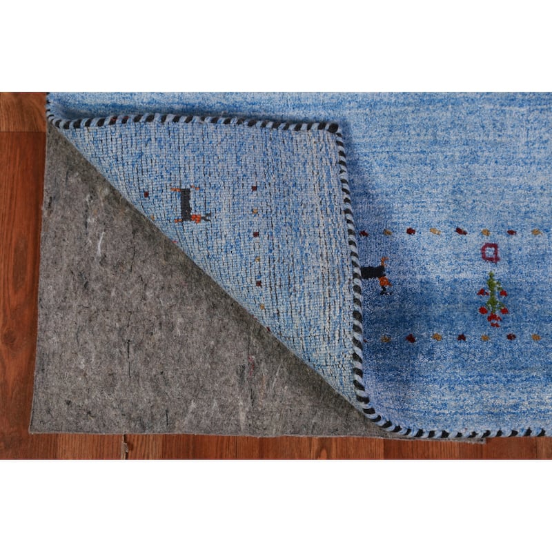Blue Gabbeh Indian Runner Rug Handmade Wool Carpet - 2'6" x 9'10"
