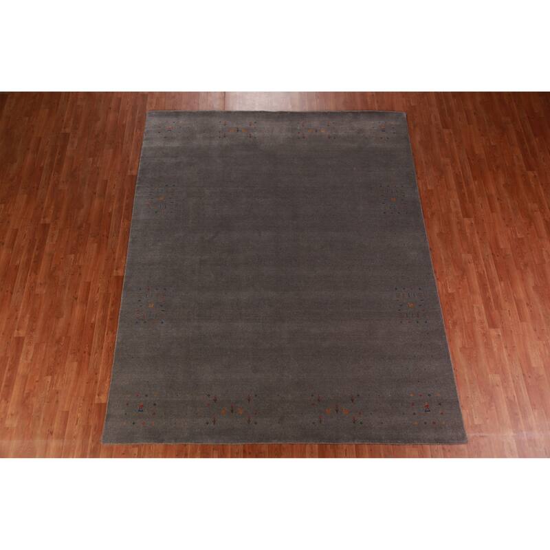 Tribal Gabbeh Area Rug Hand-Knotted Oriental Wool Carpet - 8'1" x 9'11"