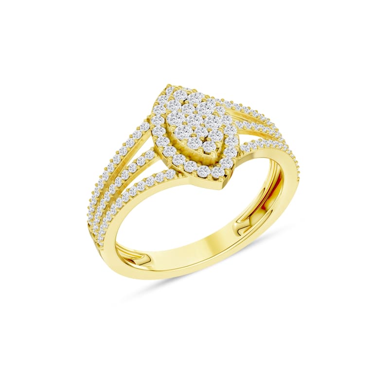 1/2ct TDW Diamond Marquise Framed Cluster Halo Engagement Ring in 10K Yellow Gold for Women