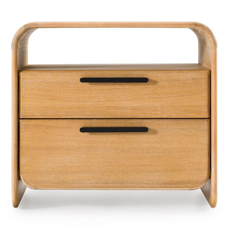Modrest Dresden Modern Natural Acacia 2-Drawer Nightstand