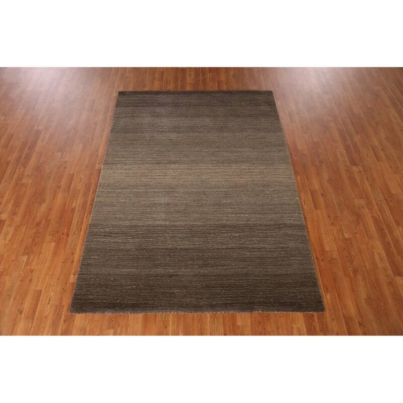 Brown Gabbeh Indian Area Rug Handmade Wool Carpet - 5'3" x 7'7"