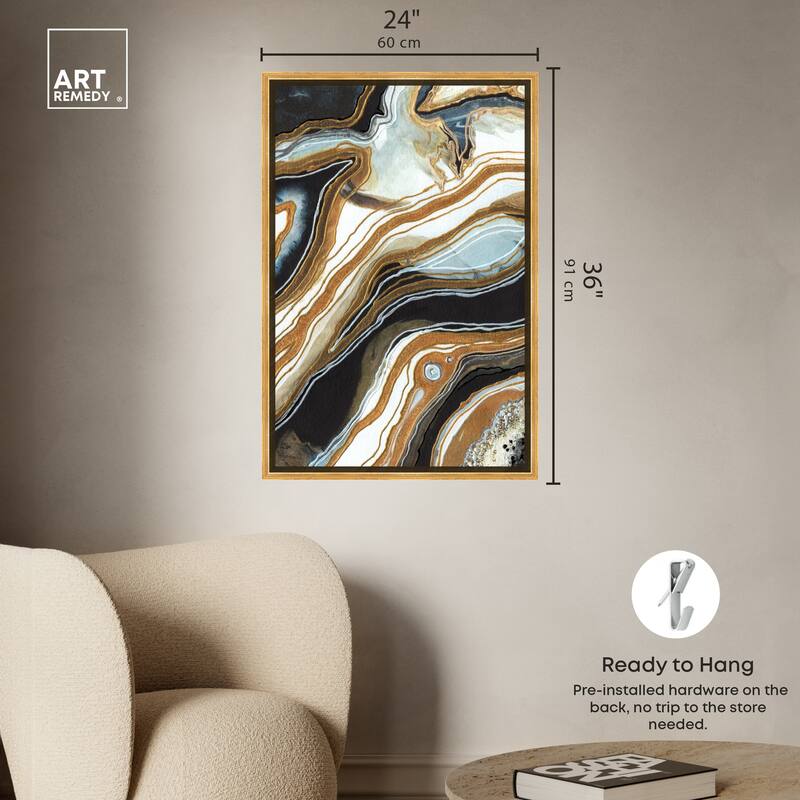 Art Remedy Black And Gold I Framed Mineral, Agate & Geode 1 Piece Canvas Wall Art