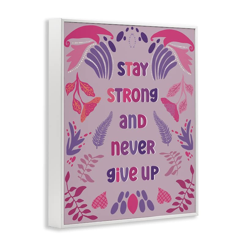 Stupell Never Give Up on Purple Framed Giclee Art Design By Julia Fox