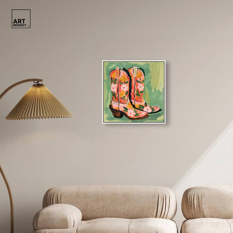 Wildflower Cowboy Boots Canvas by Art Remedy