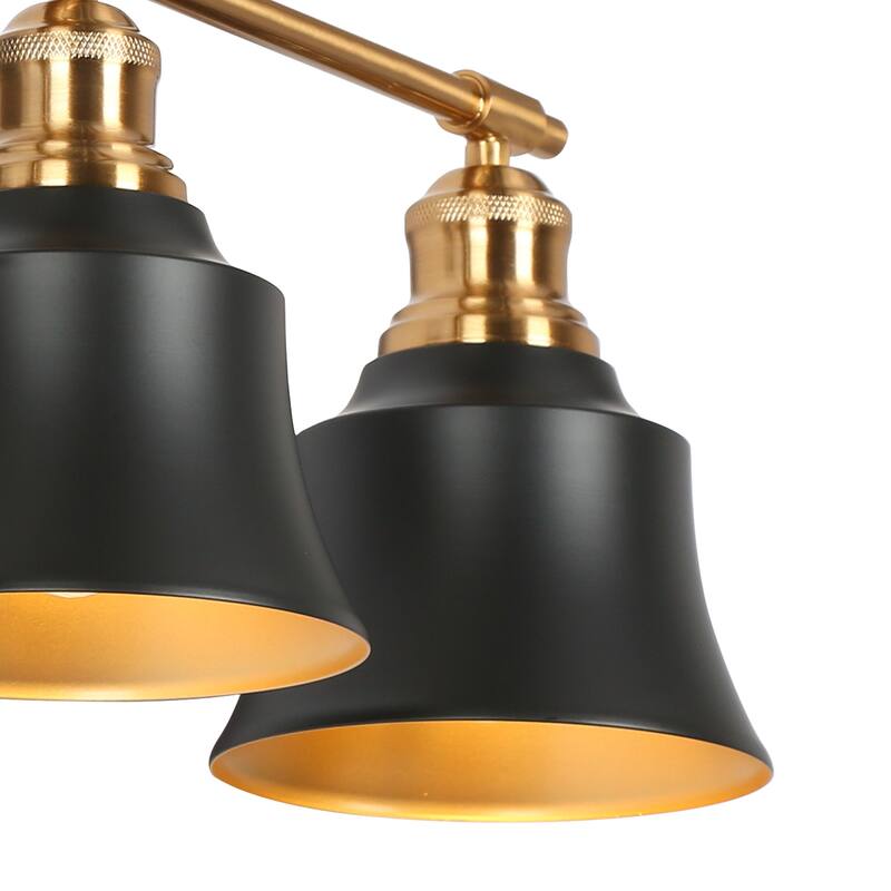 Bellee Modern Farmhouse 4-light Black Gold Dimmable Bathroom Vanity Light with Metal Shades