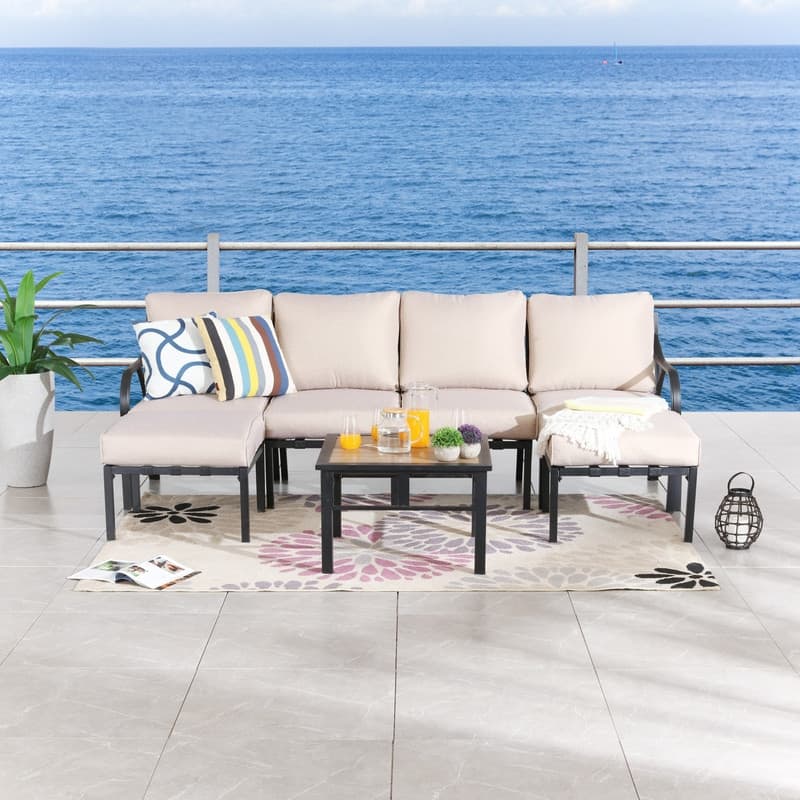 Patio Festival Wave-Arm 7-Piece Conversation Set