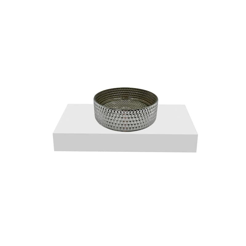 Scotch 16" & 14" Round Decorative Crystal Vessel Sinks With White Base - 36"Countertop - 14"Silver