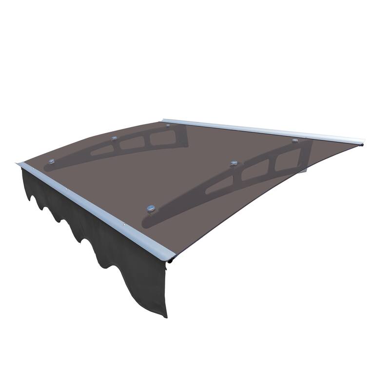 Series Door Window Awning Canopy Made of 0.137"Thick Crystal Solid Polycarbonate Sheet and Aluminum Alloy with Valance