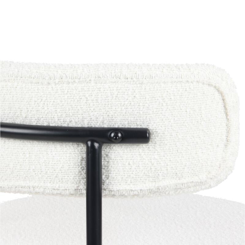 Modern 2 Piece Fabric Round Dining Chair with Backrest, Cushions, Floor Protector for Dining Room Kitchen Bedroom Living Room