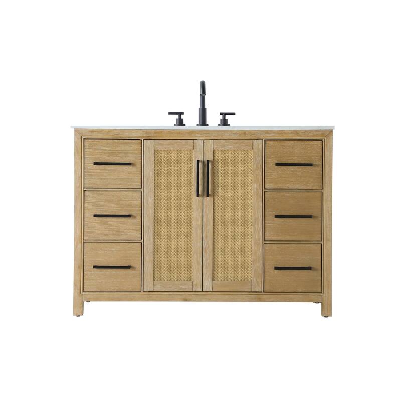 Elegant Lighting VF29548 Alina 48" Free Standing Single Basin Vanity - Linen Oak - Oak Finish