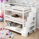 preview thumbnail 1 of 13, 3 Beds In 1 Twin Size Triple Bunk Bed With Storage Staircase,Separate Design for Bedroom White