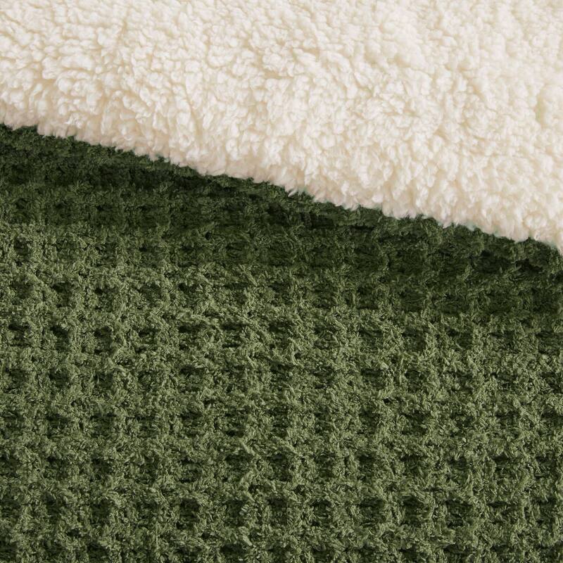 2 Pieces Twin Cable Knit Chenille Comforter Set