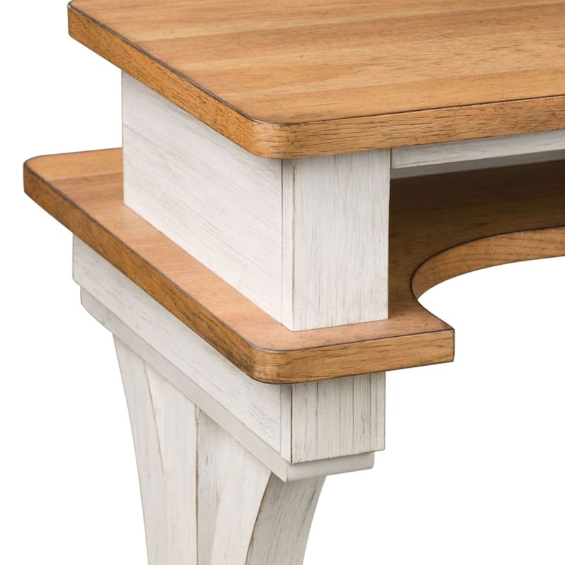 Farmhouse Reimagined Antique White with Chestnut Console Bar Table