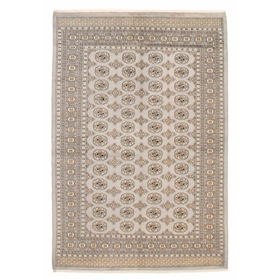 Finest Peshawar Bokhara Grey Rug 5'7" x 8'2" - 5'7 x 8'2