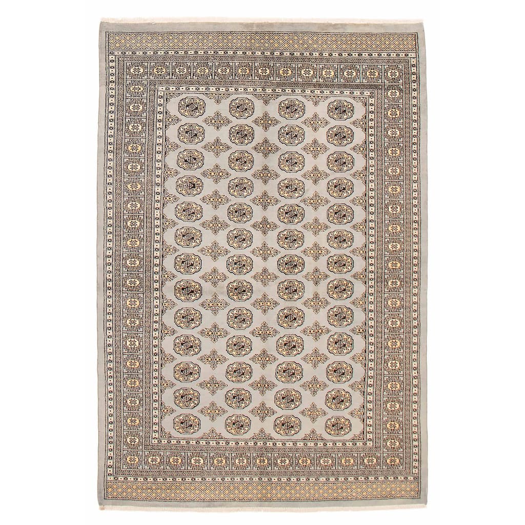 Finest Peshawar Bokhara Grey Rug 5'7" x 8'2" - 5'7 x 8'2