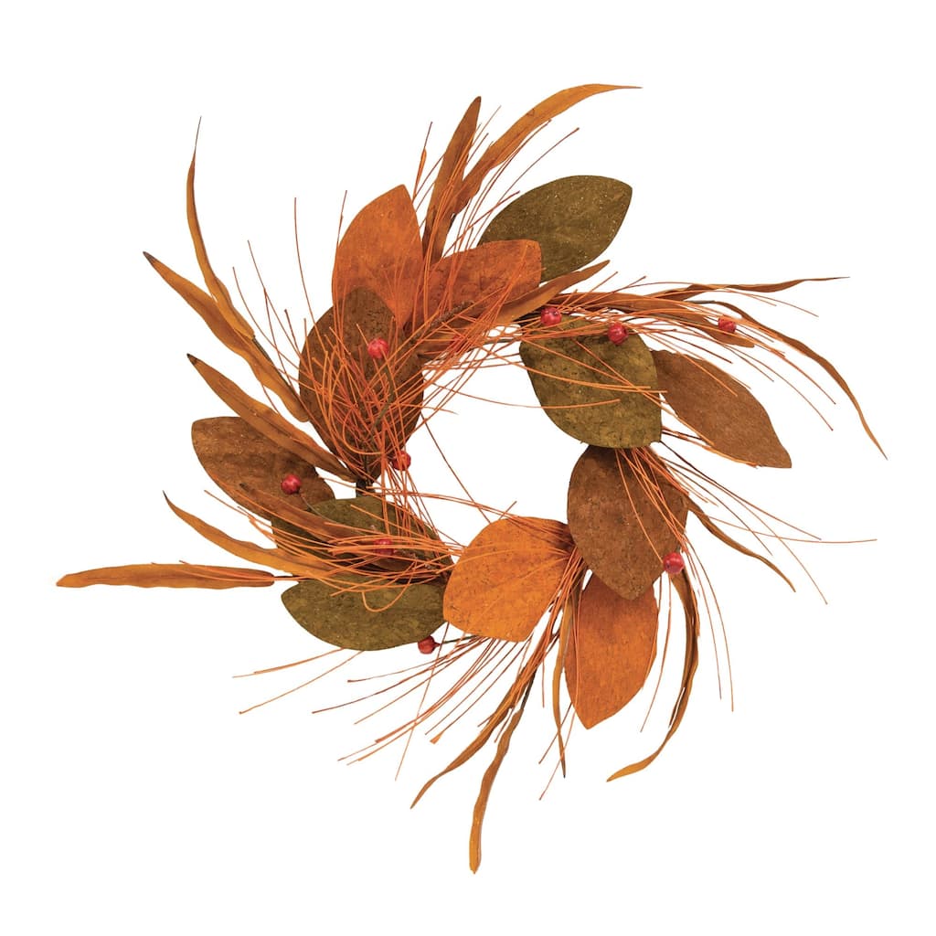 Fall Magnolia Pine & Podka Wreath 17"