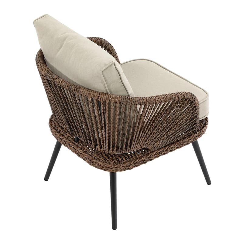 4-Person Outdoor Wicker Patio Conversation Seating Set with Coffee Table, Weather-Resistant Cushions