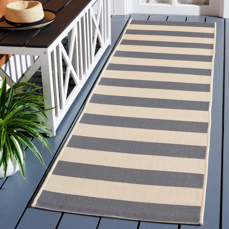 SAFAVIEH Courtyard Maysa Indoor/ Outdoor Waterproof Backyard Patio Rug - 2'3" x 8' Runner - Beige/Grey