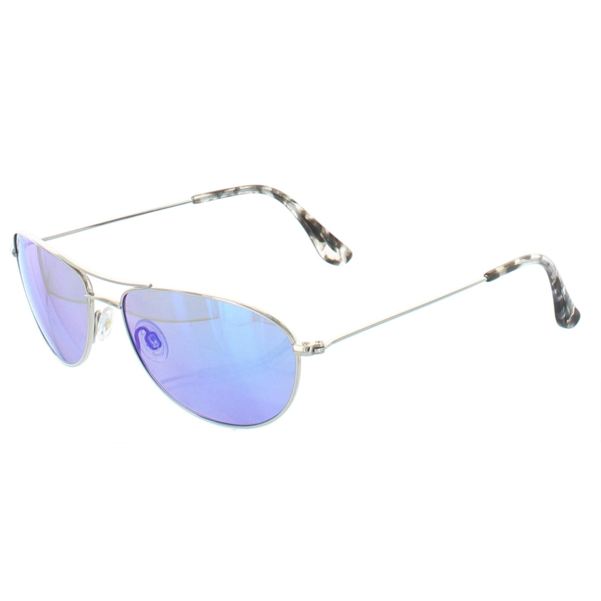 Maui Jim Womens Baby Beach Aviator Sunglasses UV Protection Signature - Silver/Maui Pure Blue Hawaii - O/S
