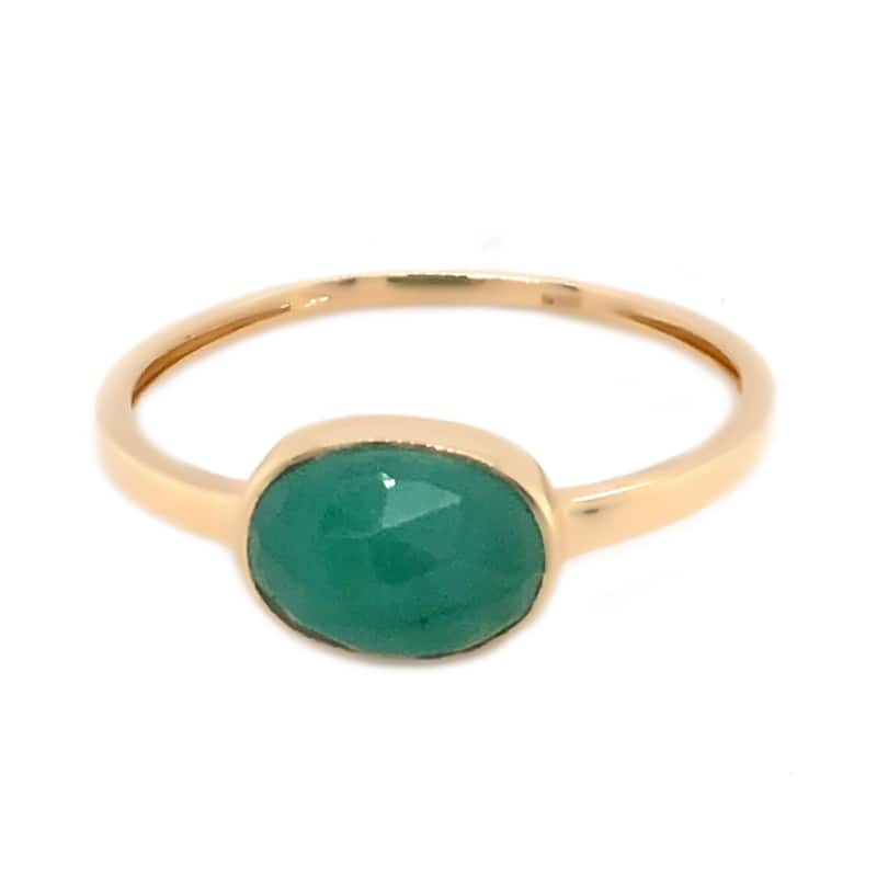 14KT Gold Sakota Emerald Gemstone Solitaire Rings