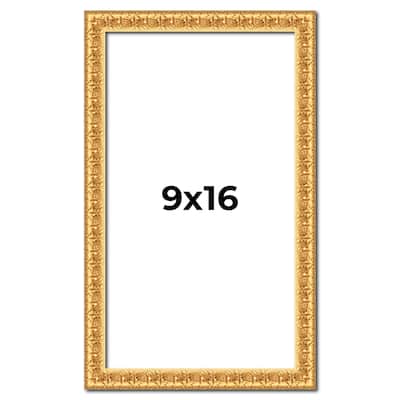 9x16 Frame Gold Real Wood Picture Frame Width 1 inches | Interior