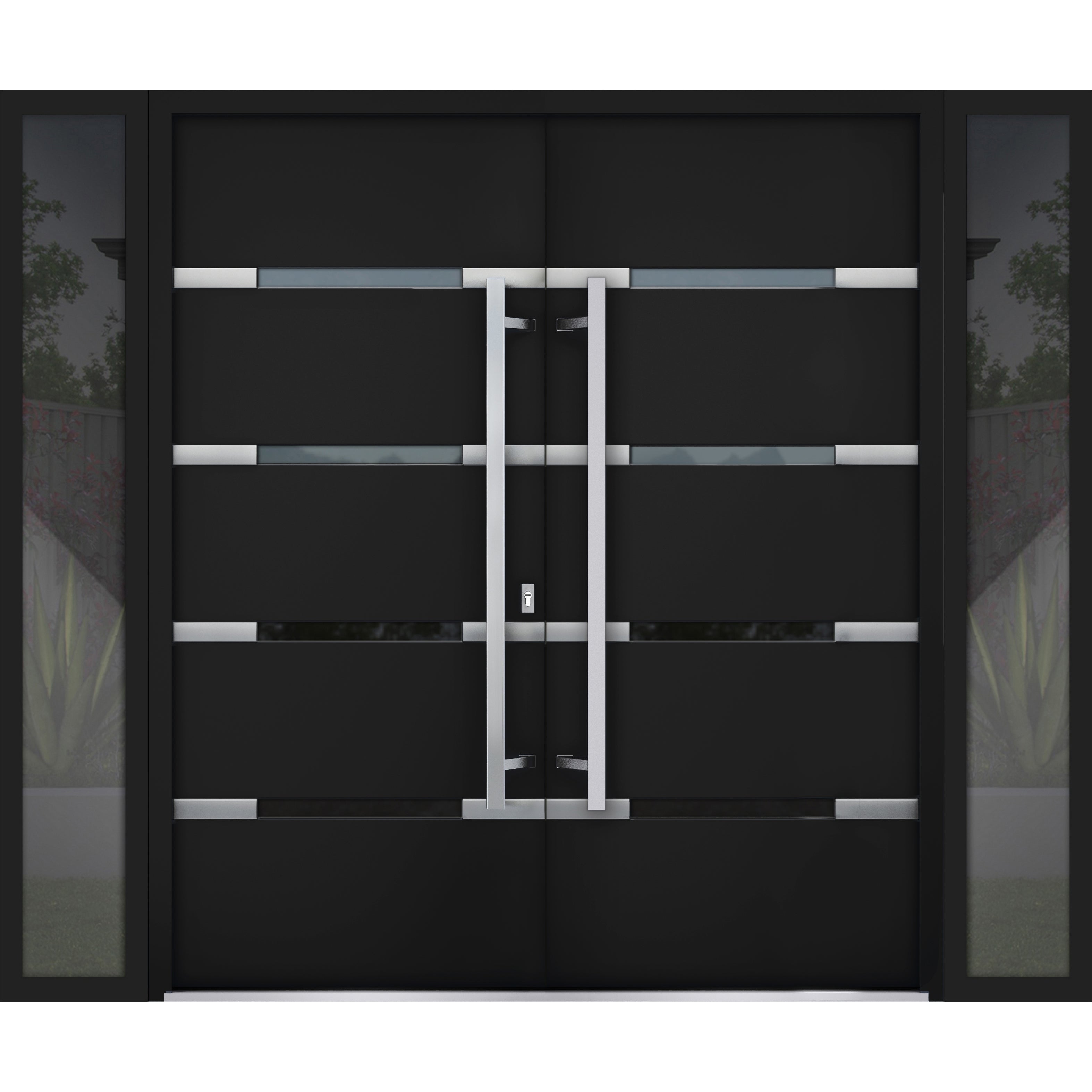 VDOMDOORS Deux 1105 Black Enamel Metal Double Exterior Doors
