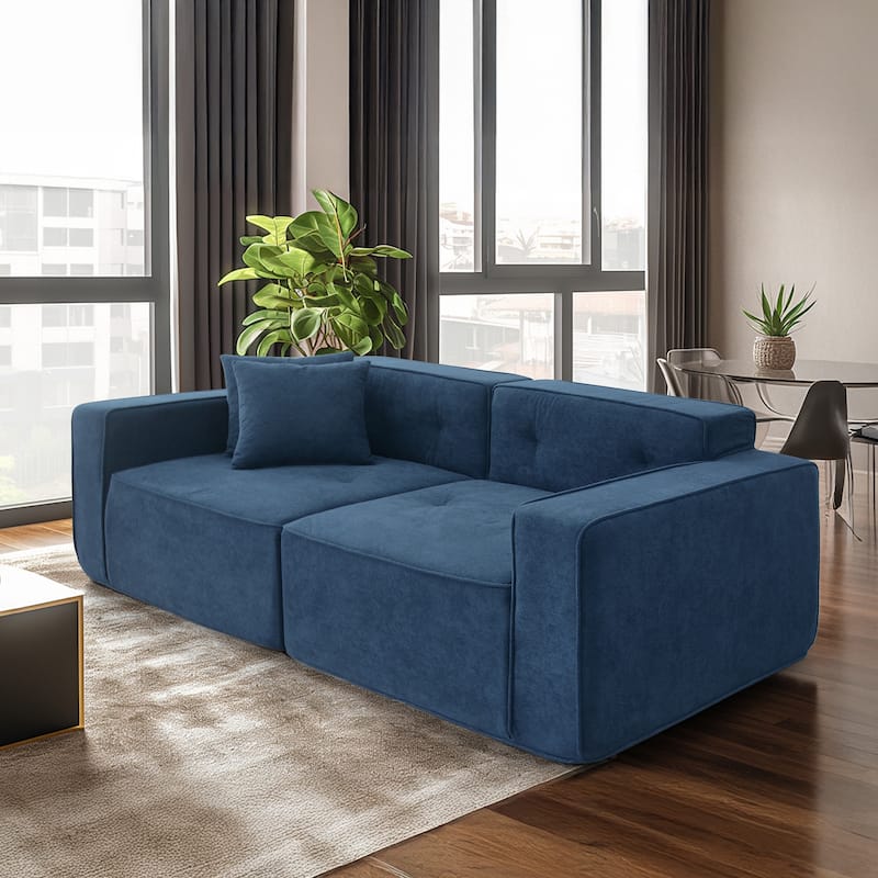 Velvet Loveseat Sofa with 2 Pillow Upholstered Deep Seat Sofa, Modern Recliner Sofa Lounge Couch for Living Room