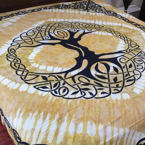 Cotton Celtic Tree of life Tablecloth Rectangle with Fringes