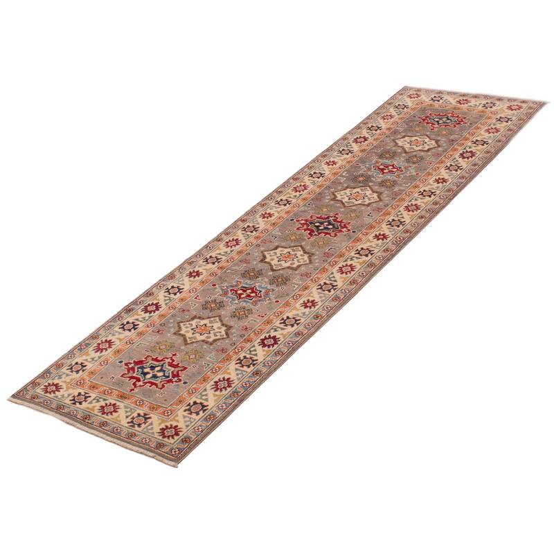 ECARPETGALLERY Hand-knotted Uzbek Ghazni Grey Wool Rug - 2'9 x 9'8