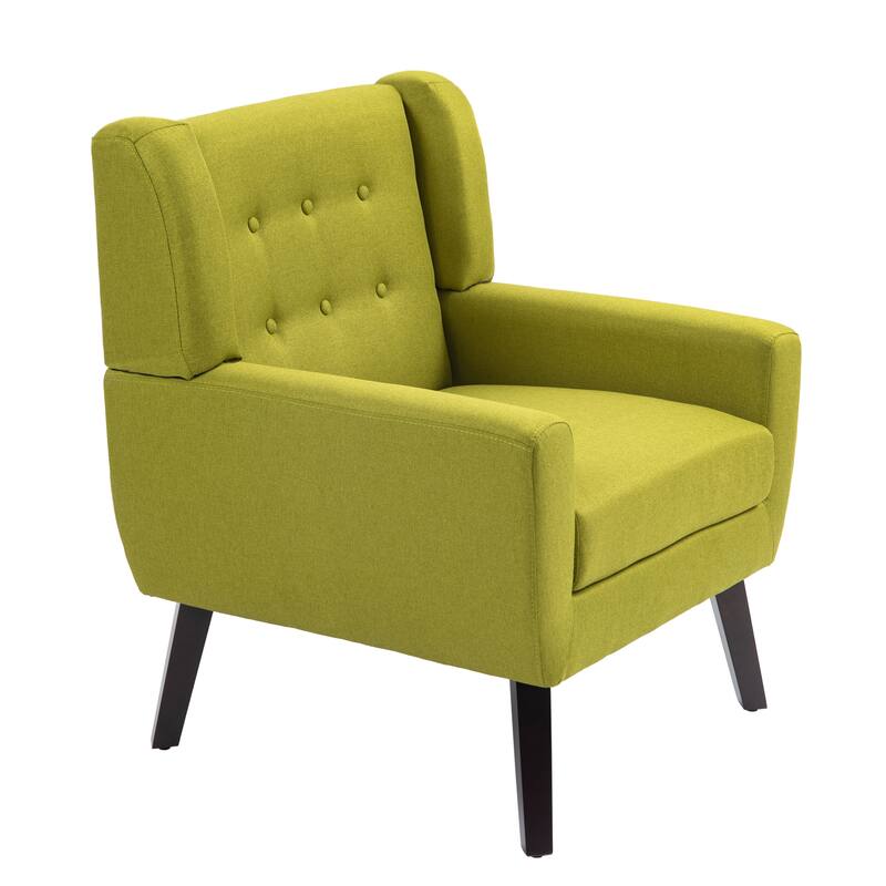 Modern Upholstered Faux Leather Tufted Armchair Linen Accent Chairs
