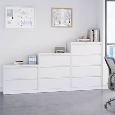 35"W 2/3/4-drawer Lateral Locking Steel File Cabinet for A4, Legal, Letter