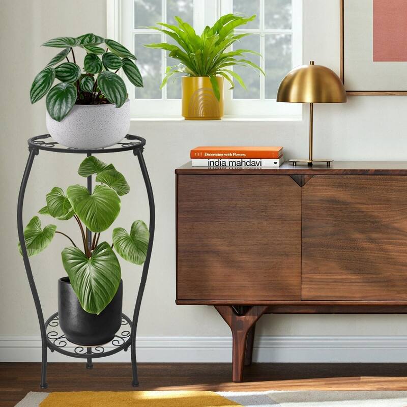 Metal Plant Stand 2 Tier Indoor Outdoor - 11x 11 x 25.2 inches