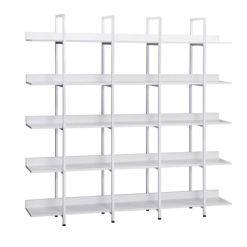 5 Tier Bookcase, Vintage Industrial Style Shelf, Home Office Open Bookshelf With Metal Frame MDF