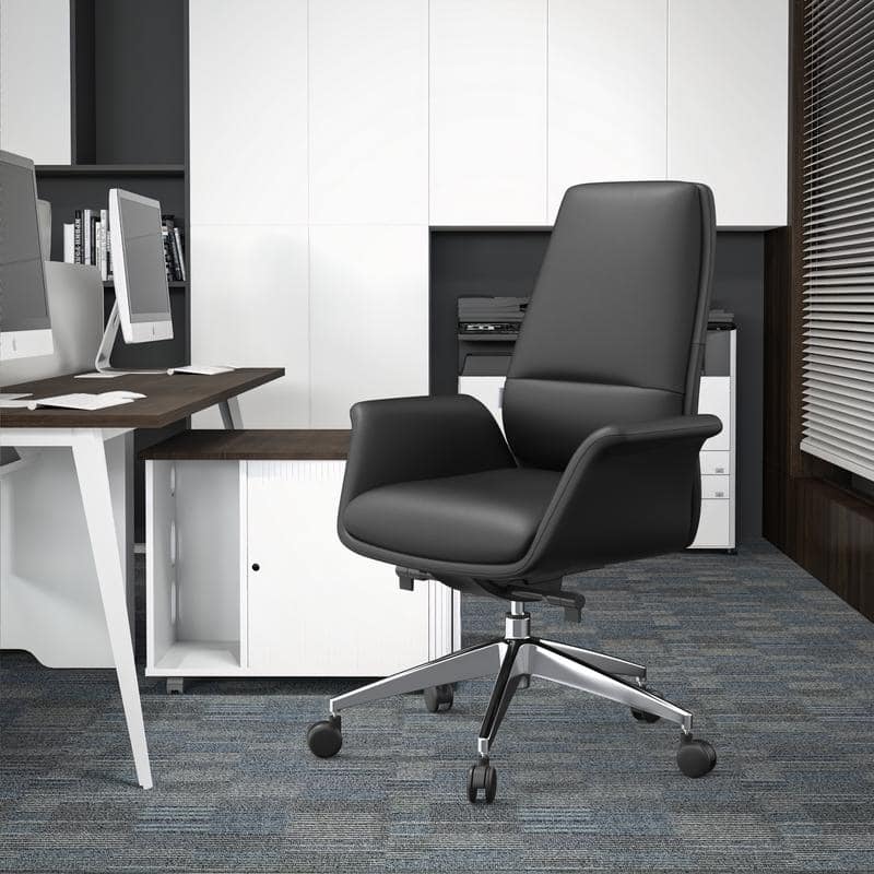 Summit Ergonomic Leather Office Chair with Durable Metal Frame, Adjustable Height, Swivel, Tilt, and Plush Cushion Support