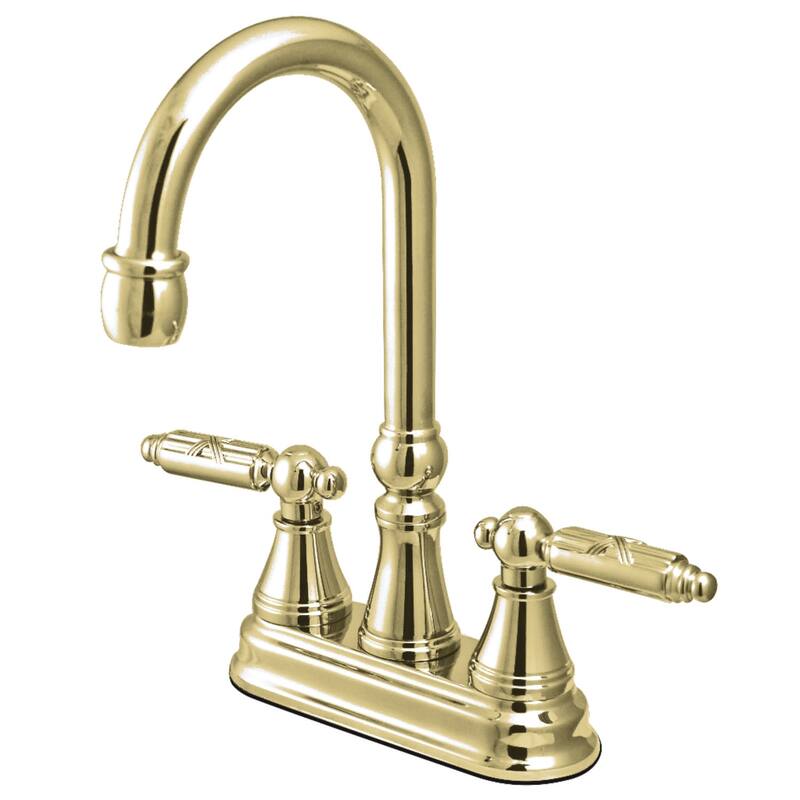 Kingston Brass Georgian Deck Mounted Double Handle Bar Faucet with - Polished Brass