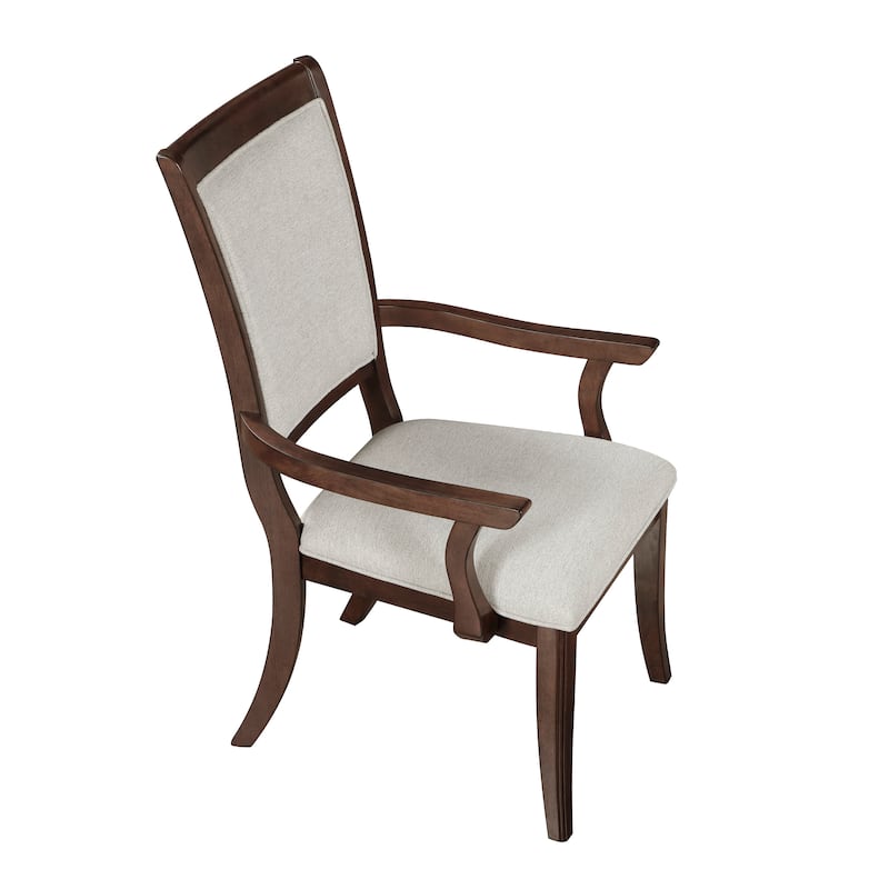 Traditional Dining Armchairs Set Of 2pc, Wooden Upholstered Seat Formal Chairs