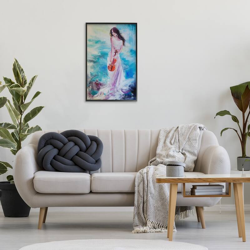 Stupell Elegant Woman with Violin Framed Giclee Art Design By Lucille Lee