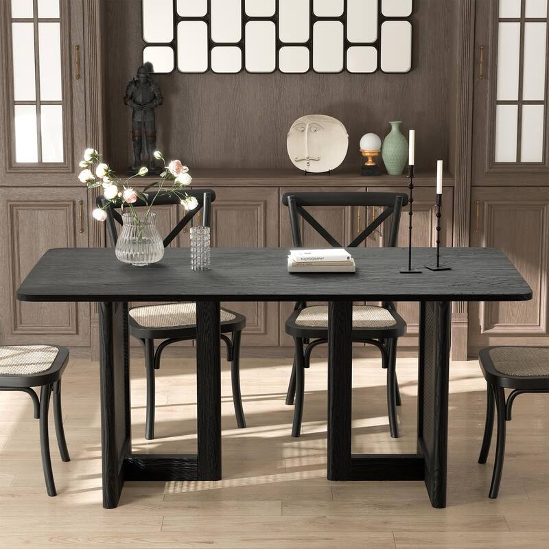 Wooakway Solid Wood 67'' Square Dining Table for 6 People Nordic style